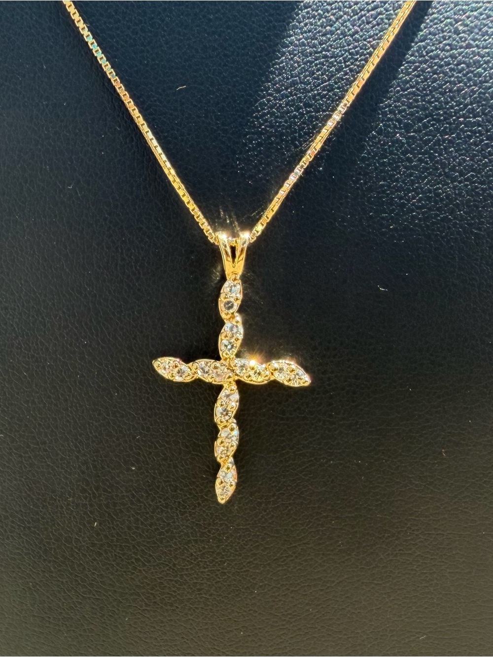14k Yellow Gold .36ctw Natural Diamond Cross Pendant Necklace